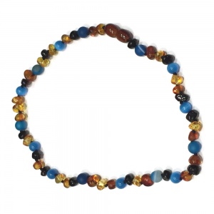 Amber and Semi Precious Stone necklace - BLUE